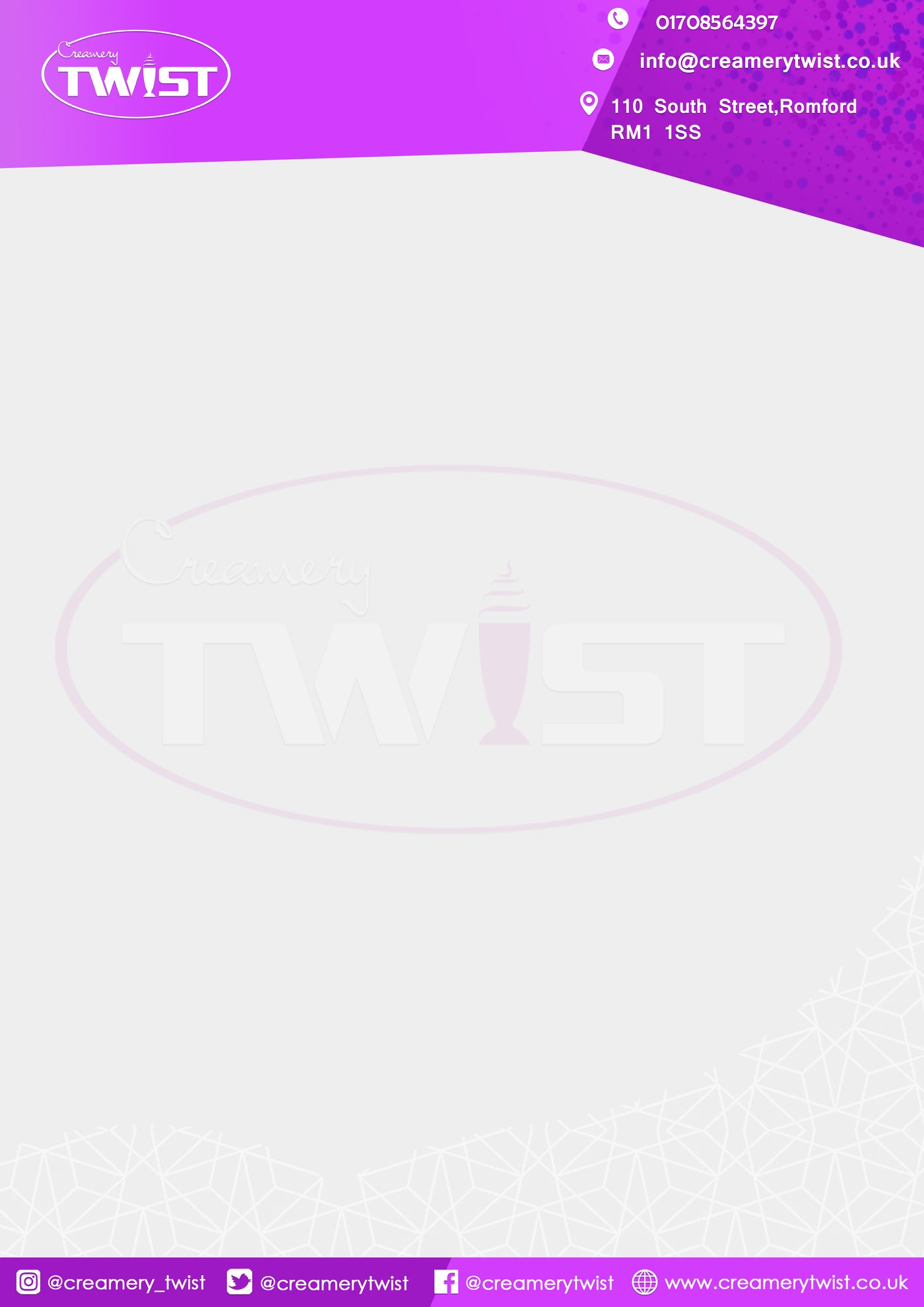 Creamery Twist Letterhead - Purple Theme