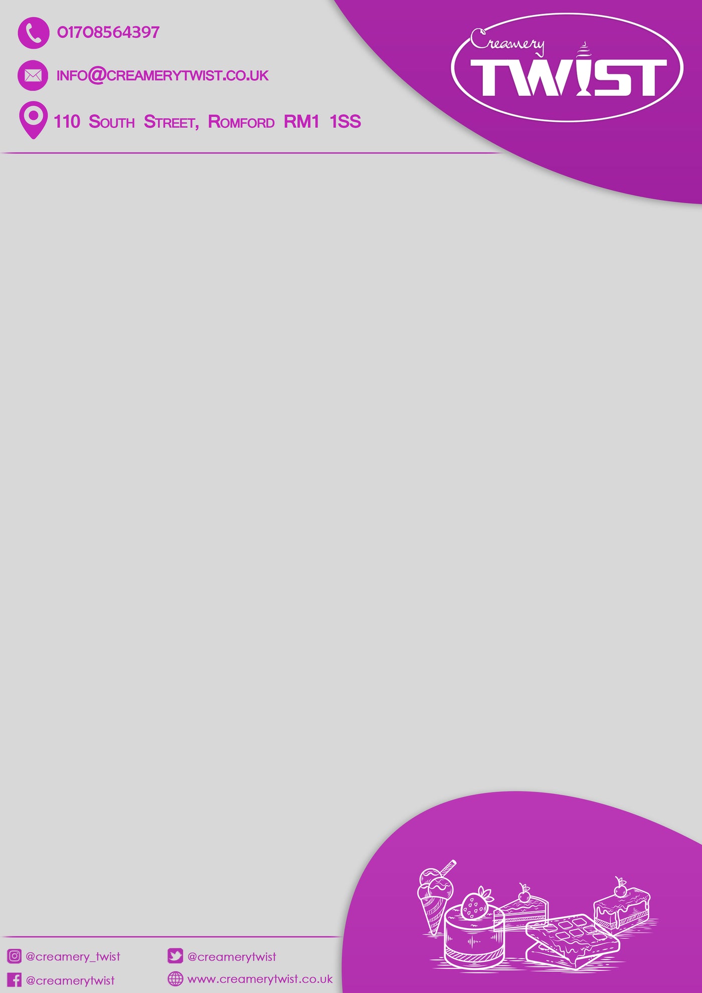 Creamery Twist Letterhead - Lilac Theme