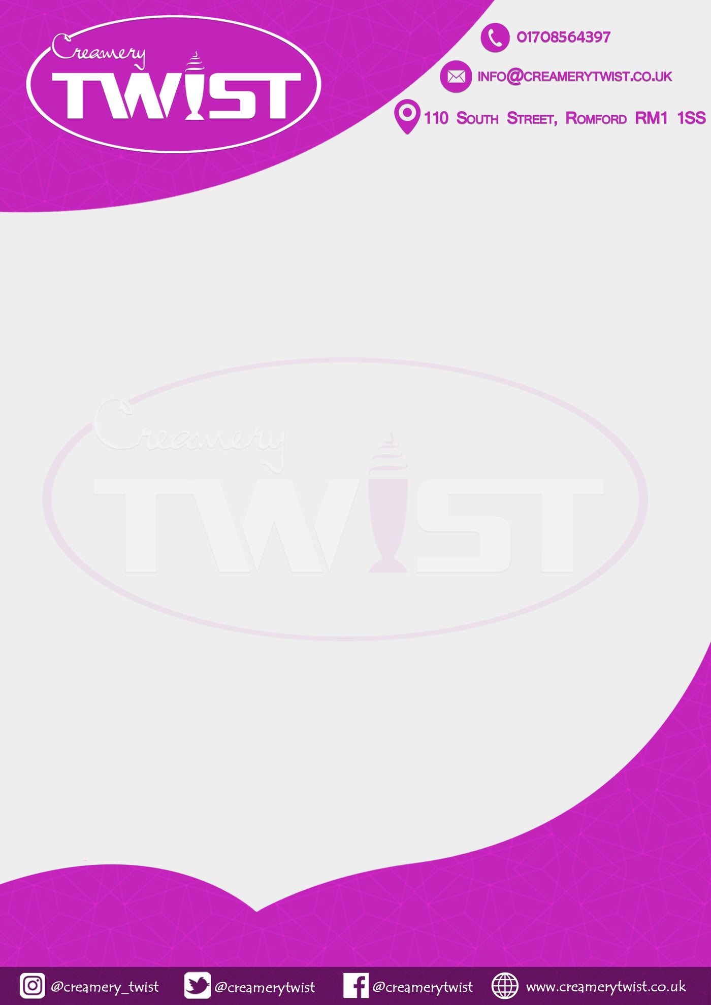 Creamery Twist Letterhead - Violet Theme